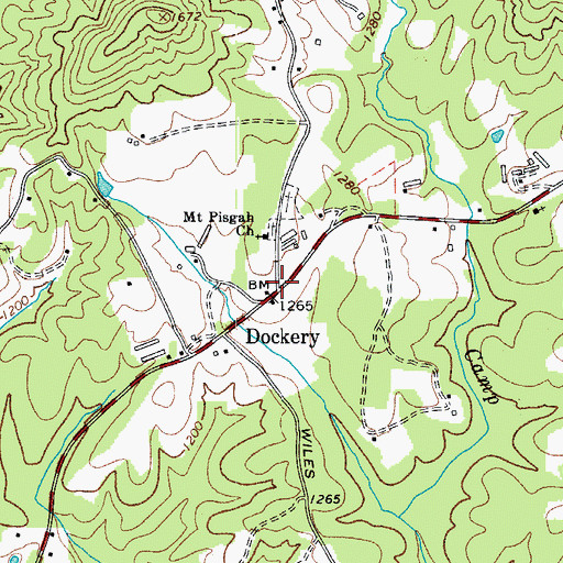 Topographic Map of Dockery, NC