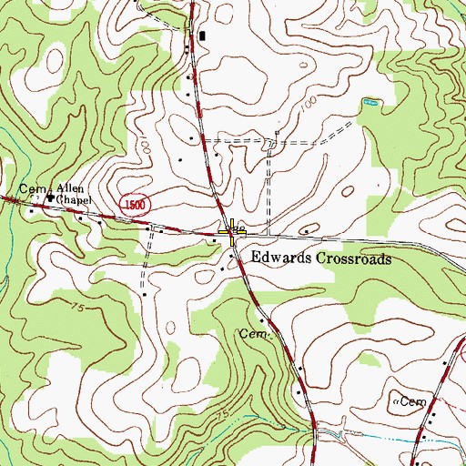 Topographic Map of Edwards Crossroads, NC