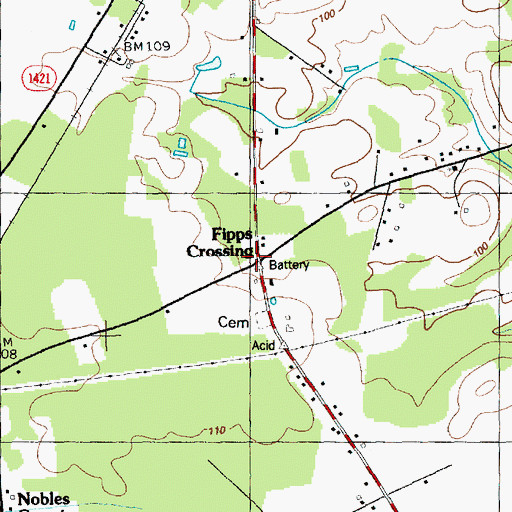 Topographic Map of Fipps Crossing, NC