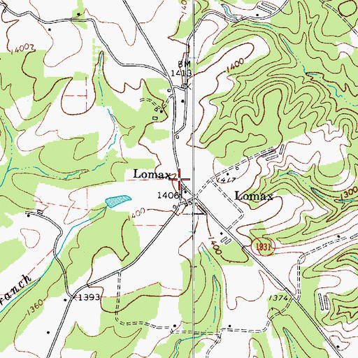 Topographic Map of Lomax, NC