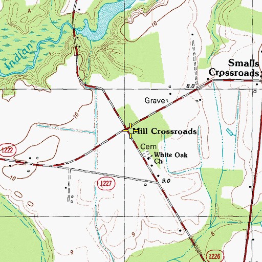 Topographic Map of Mill Crossroads, NC
