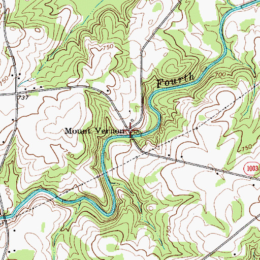 Topographic Map of Mount Vernon, NC