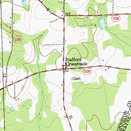 Topographic Map of Radford Crossroads, NC