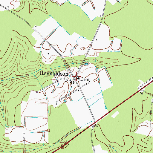 Topographic Map of Reynoldson, NC