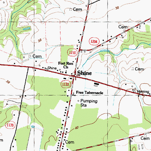 Topographic Map of Shine, NC
