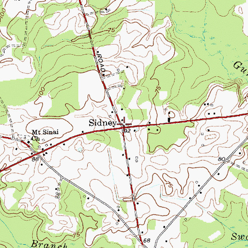 Topographic Map of Sidney, NC