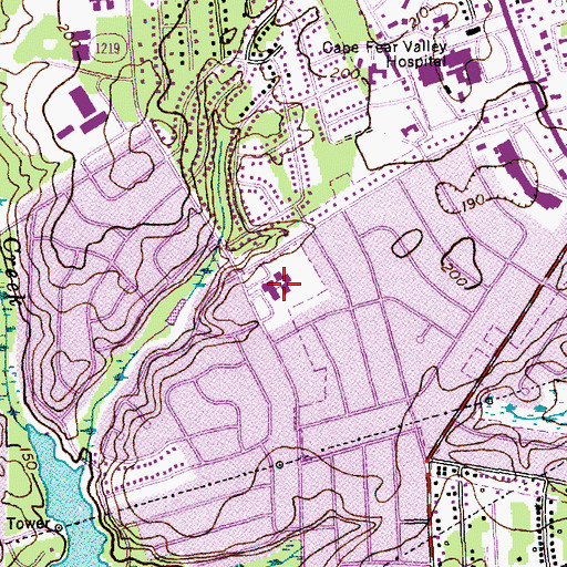 Topographic Map of Mary McArthur Elementary School, NC