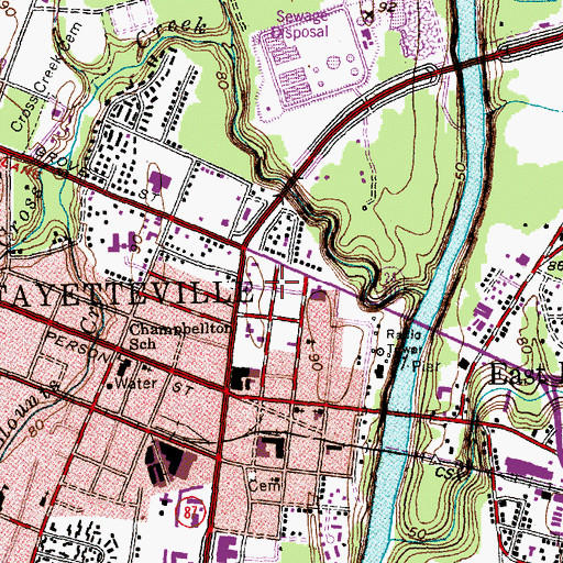 Topographic Map of Cape Fear Plaza, NC