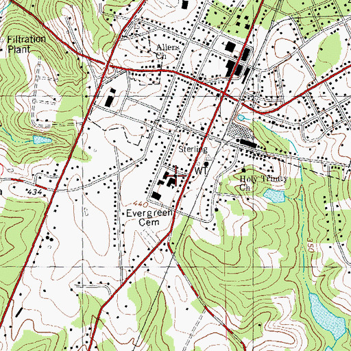 Topographic Map of Franklinton Elementary School, NC