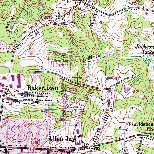 Topographic Map of Allen Jay Middle School, NC
