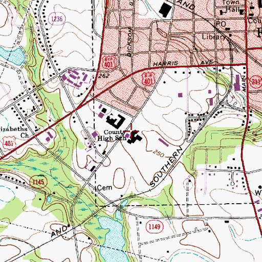Topographic Map of Hoke County High School, NC