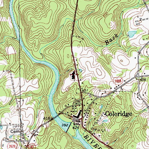 Topographic Map of Coleridge Elementary School, NC