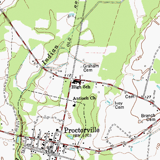 Topographic Map of Proctorville Elementary School, NC