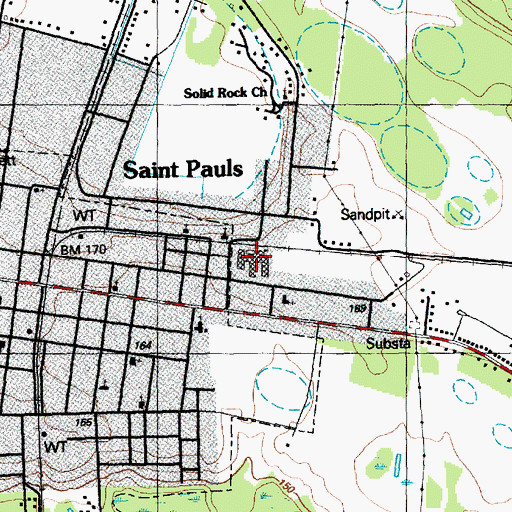 Topographic Map of Saint Pauls Elementary School, NC