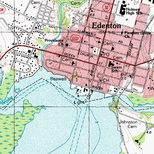 Topographic Map of Pembroke Hall, NC