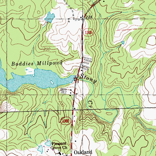 Topographic Map of Boddie Bridge, NC