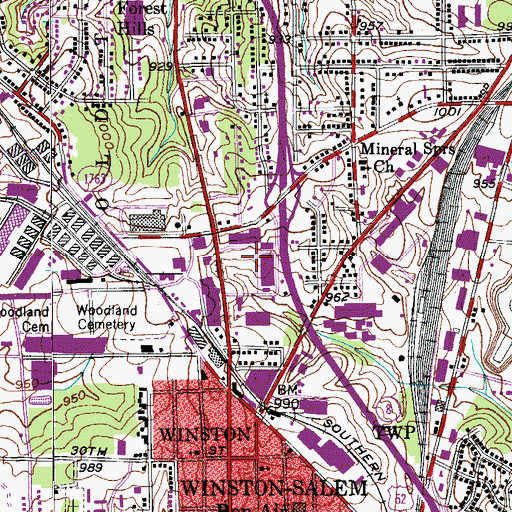 Topographic Map of North Side Shopping Center, NC