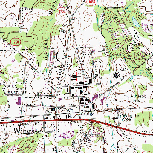 Topographic Map of Bennett Hall, NC