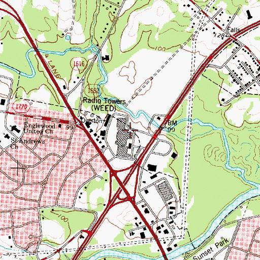 Topographic Map of Tarrytown Mall, NC