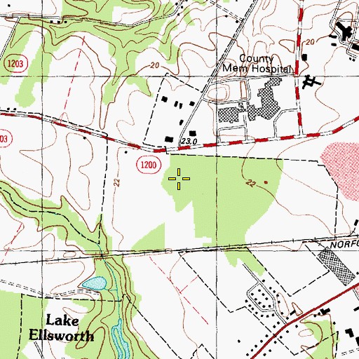 Topographic Map of Executive Park West, NC