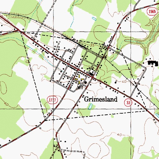 Topographic Map of Grimesland Fire Department, NC