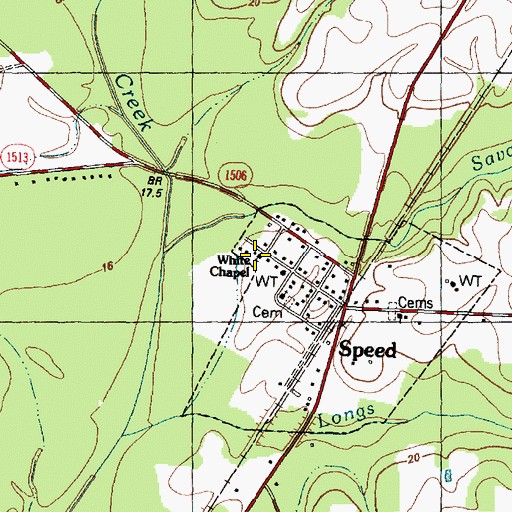 Topographic Map of White Chapel, NC