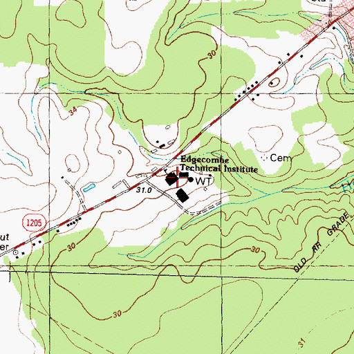 Topographic Map of Edgecombe Technical Institute, NC