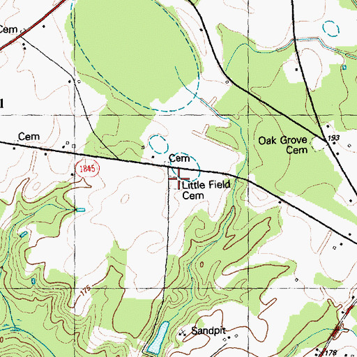 Topographic Map of Little Field Cemetery, NC