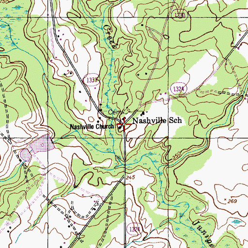 Topographic Map of Nashville Church, NC