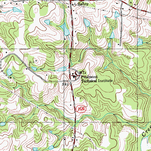 Topographic Map of Piedmont Technical Institute, NC