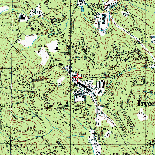 Topographic Map of La Plaza, NC