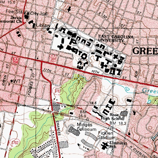 Topographic Map of Umstead Residence Hall, NC