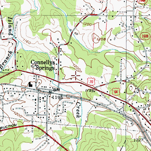 Topographic Map of Connely Springs 1st, NC