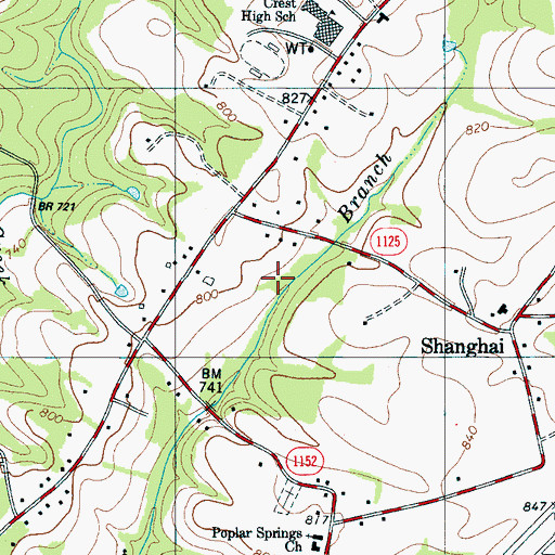 Topographic Map of Cleveland County Maintenance, NC