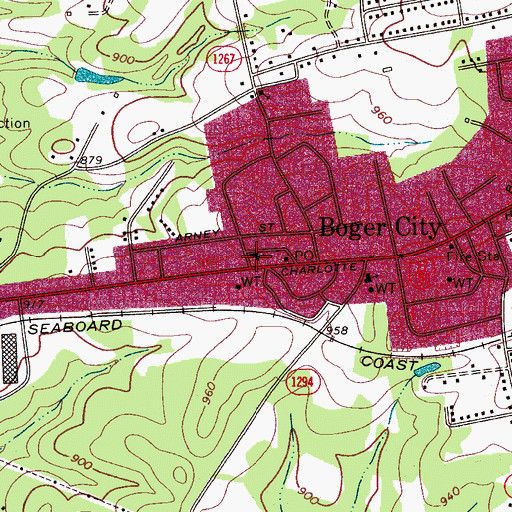 Topographic Map of Boger City Baptist Church, NC