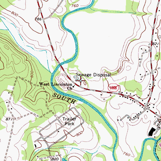 Topographic Map of Lincolnton Water Treatment Plant, NC