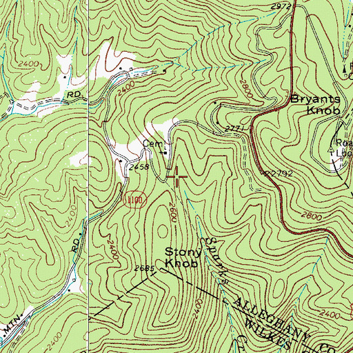 Topographic Map of Beech Mountain, NC