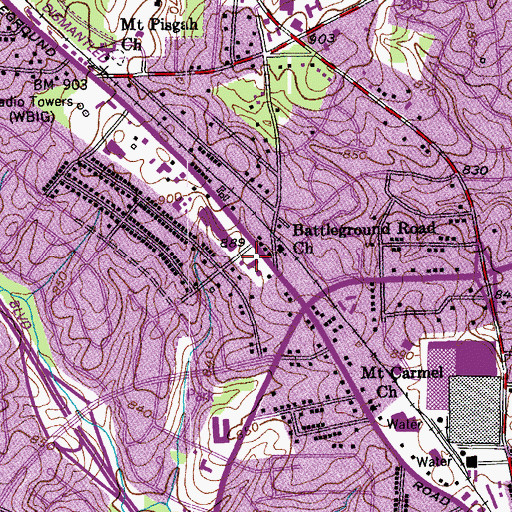 Topographic Map of Caldwell Shopping Center, NC