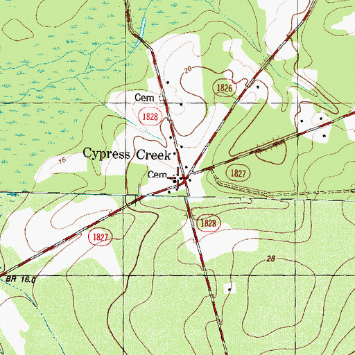 Topographic Map of Cypress Creek P Baptist Church, NC