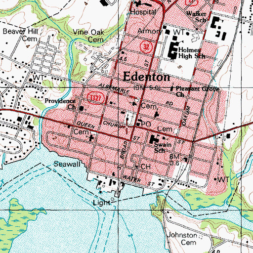 Topographic Map of Edenton Bay, NC