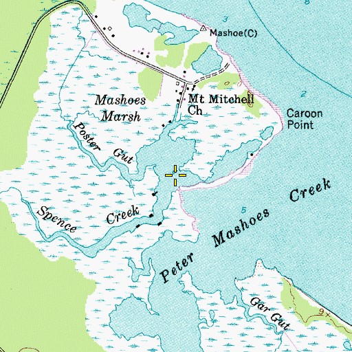 Topographic Map of Spence Creek, NC