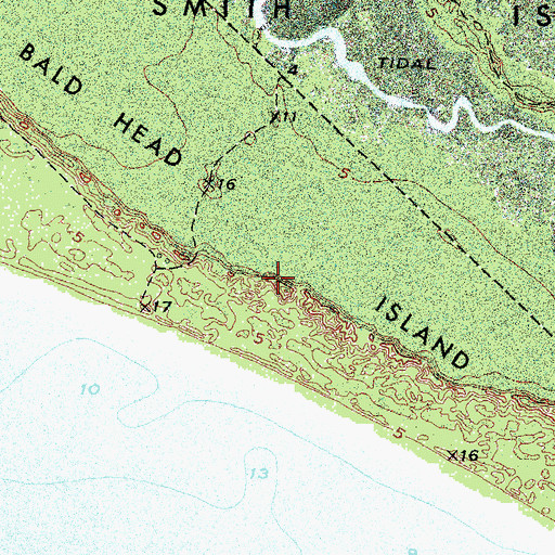 Topographic Map of Bald Head Shoal, NC