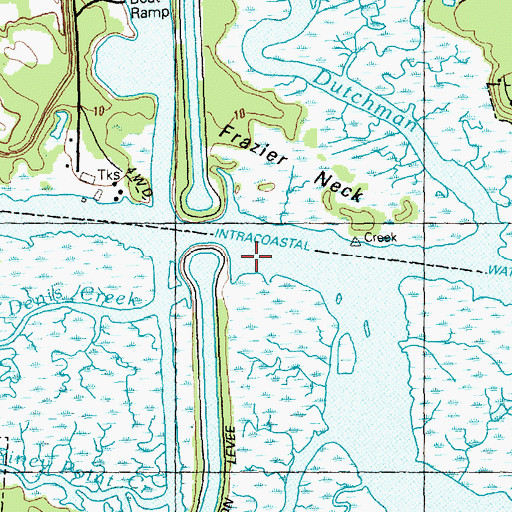 Topographic Map of Denis Creek, NC