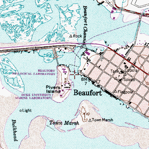 Topographic Map of Beaufort Biological Laboratory, NC