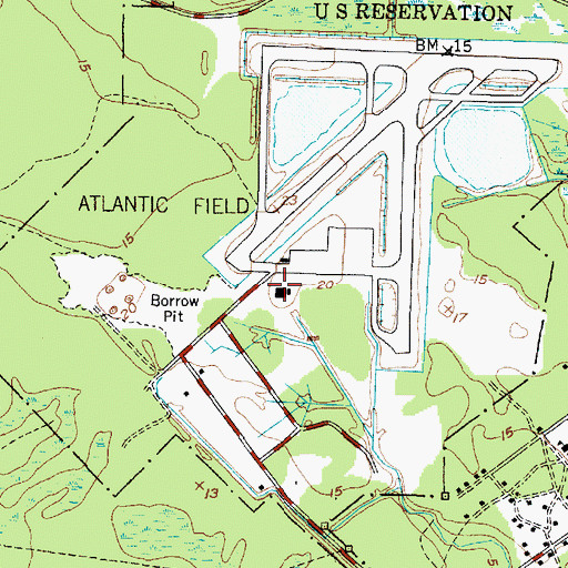 Topographic Map of Atlantic Field Marine Corps Outlying Field, NC