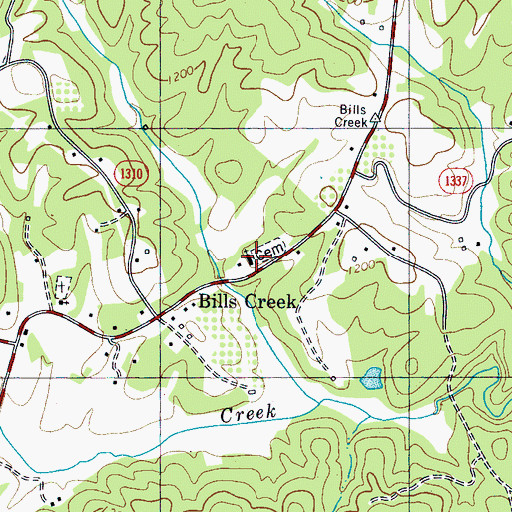 Topographic Map of Bills Creek Baptist Church, NC
