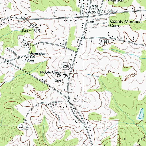 Topographic Map of Floyds Creek School (historical), NC