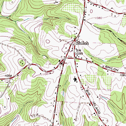 Topographic Map of Shiloh Baptist Church, NC