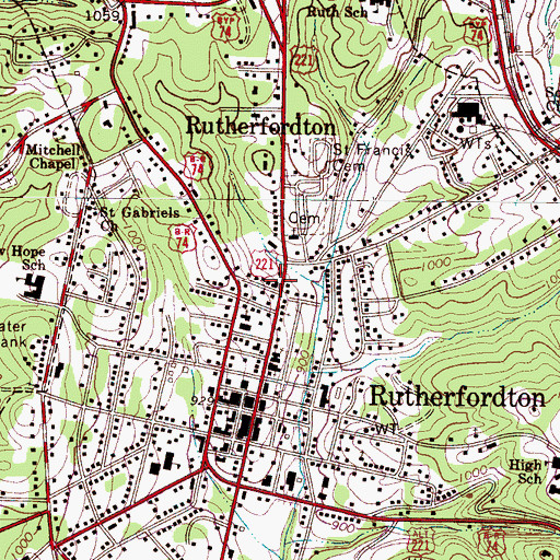 Topographic Map of Trinity Lutheran Church, NC