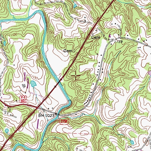 Topographic Map of Surry County, NC